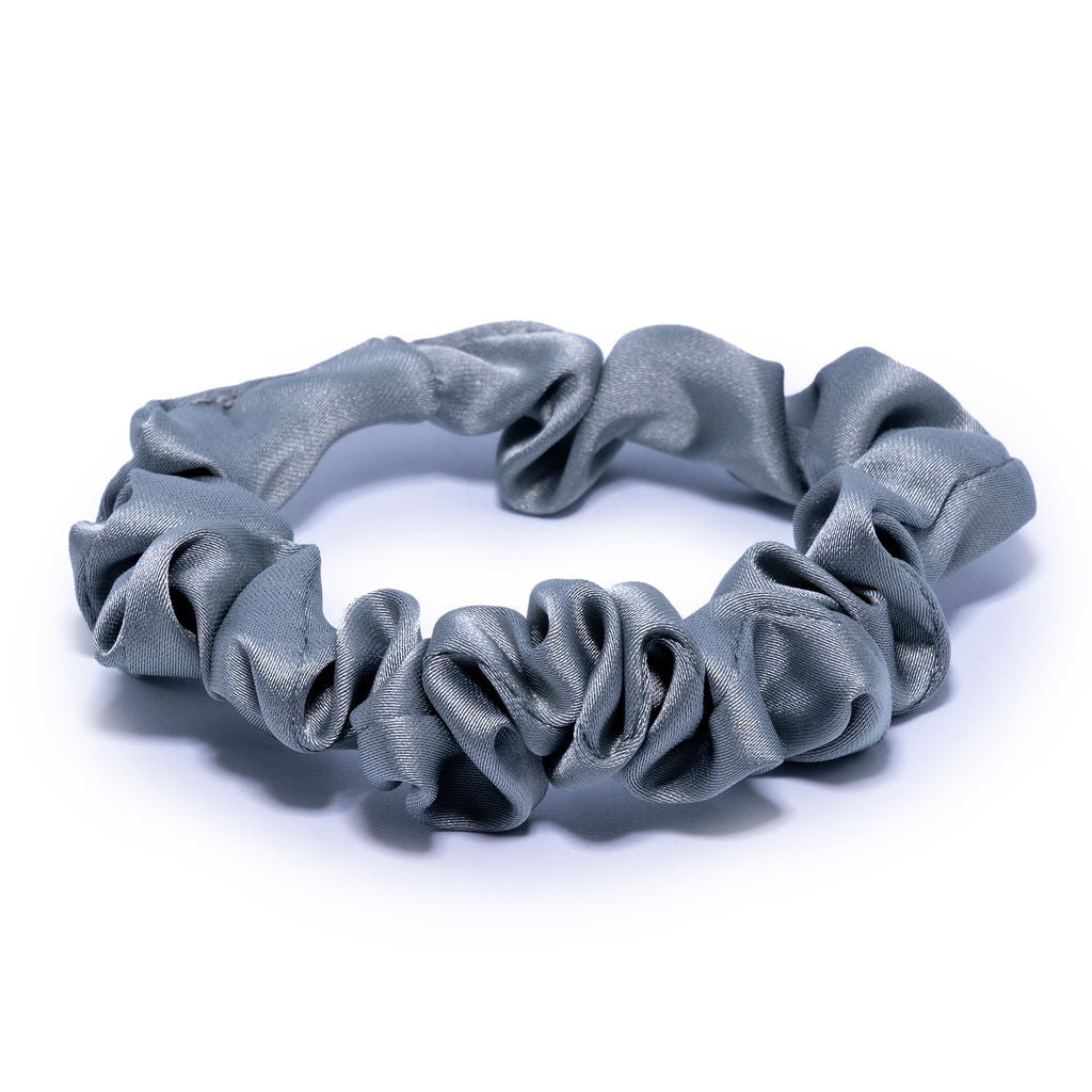 Slate Gray Silk Scrunchie