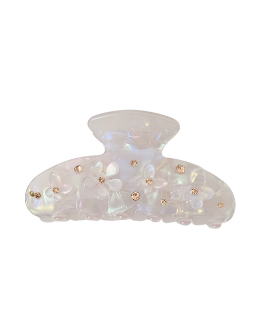 Rose Pearl Embellished Hair Claw Clip