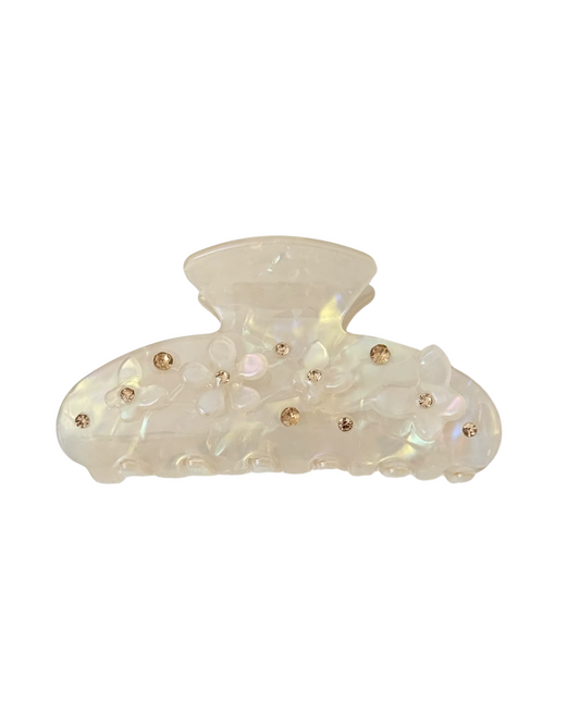 Ivory Pearl Accent Hair Claw Clip