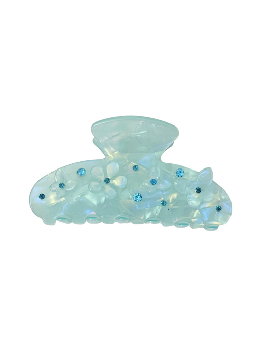 Mint Bloom Decorative Hair Claw Clip
