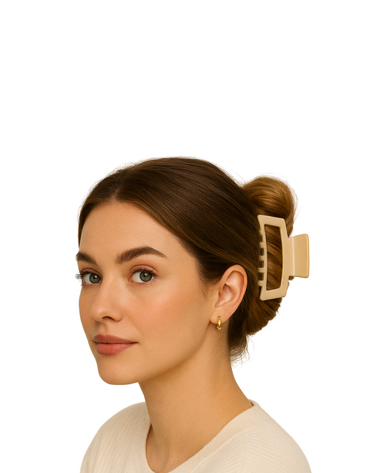 Matte Beige Rectangle Claw Clip