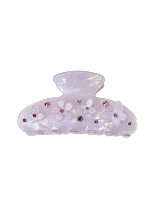 Lavender Sparkle Floral Hair Claw Clip