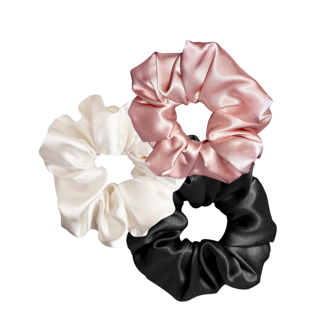 100% Mulberry Silk Scrunchies - Pink (3 Pack)