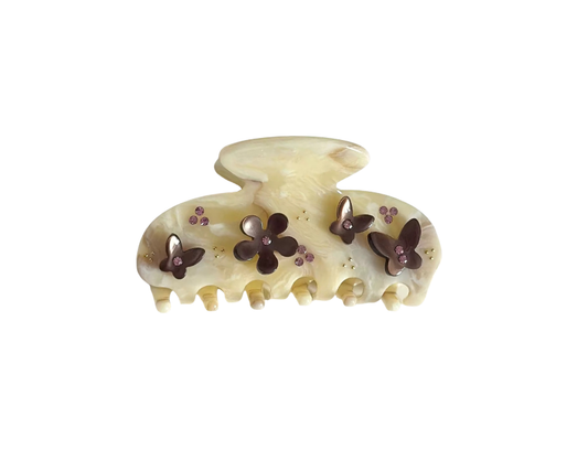 Marble Beige & Brown Butterflys Claw Clip
