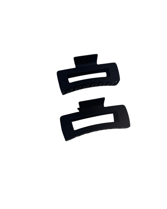 Black - Matte Double-Layer Rectangle Hair Claw Clip