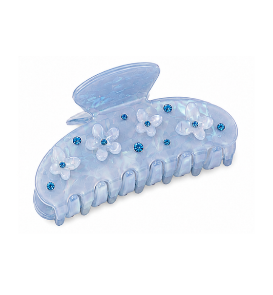 Blue Crystal Blossom Hair Claw Clip