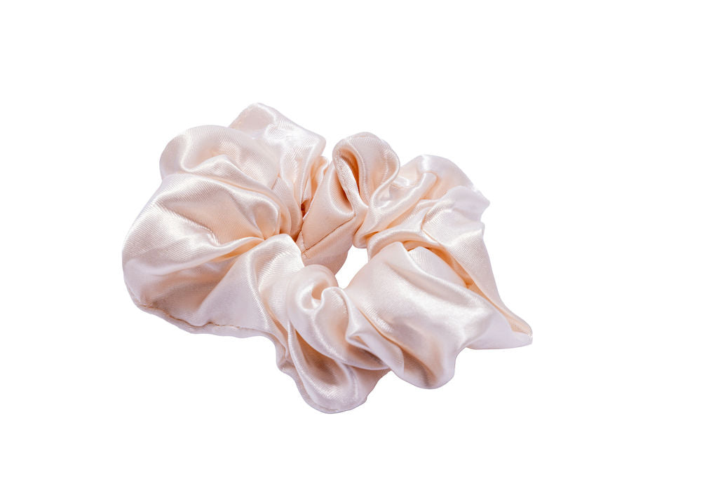 Beige Satin Scrunchie