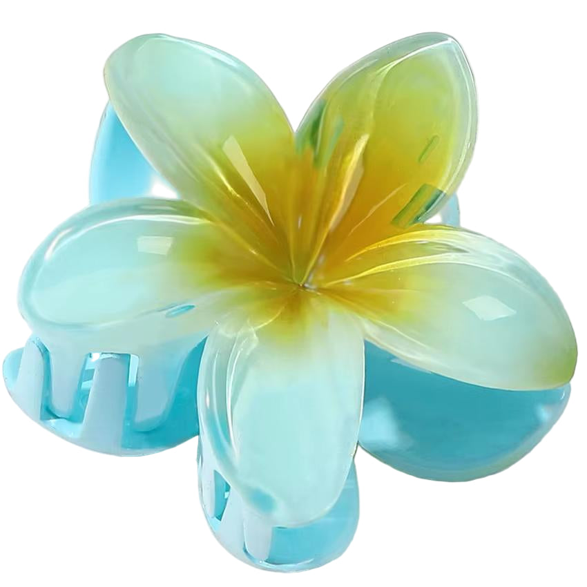 Blue Plumeria Hair Clip