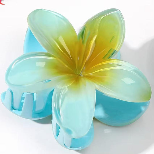 Blue Plumeria Hair Clip