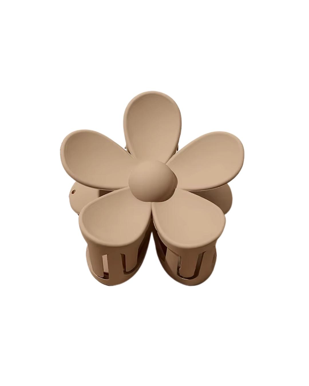 Beige – Flower-Shaped Matte Hair Claw Clip