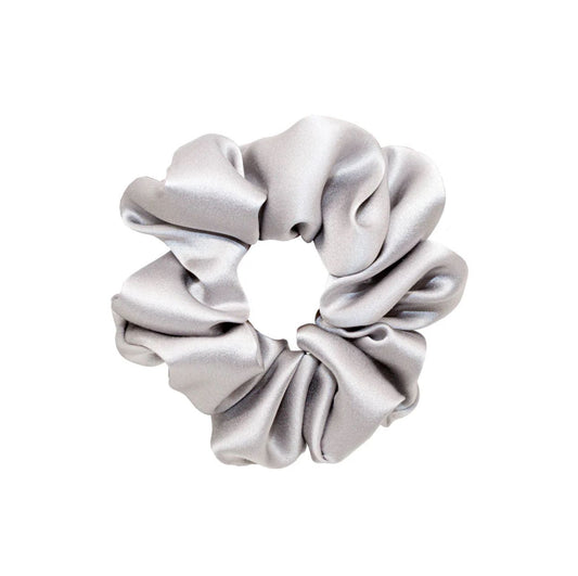 Grey Silk Scrunchie