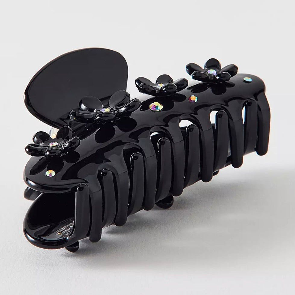 Black Floral Hair Claw Clip