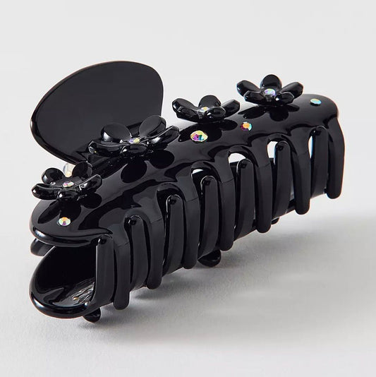 Black Floral Hair Claw Clip